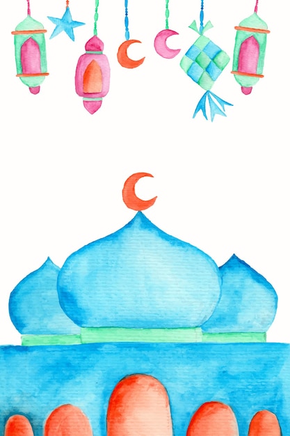 Ornements Aquarelle Eid Mubarak