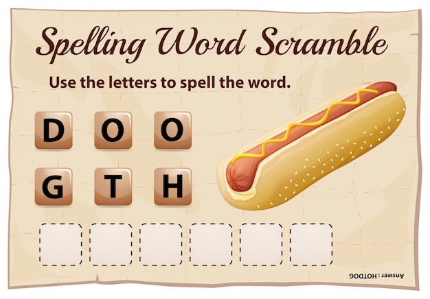 Orthographe Jeu De Brouillage De Mots Avec Mot Hot-dog