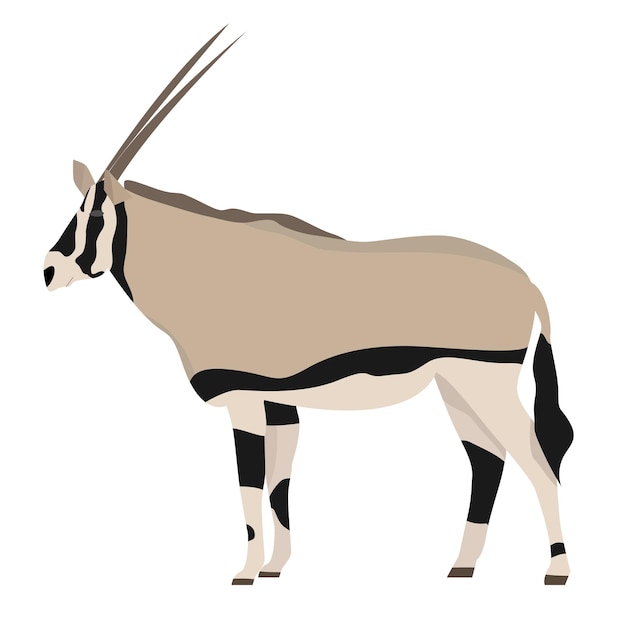 Oryx D'antilope Africaine Dans Un Style Plat Isolé Sur Fond Blanc