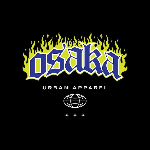 Osaka Tokyo Japon Vintage Tshirt Streetwear Typographie Slogan Tshirt Design Illustration Vectorielle