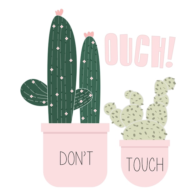 Vecteur ouch - ne touchez pas ! c'est un cactus dangereux !