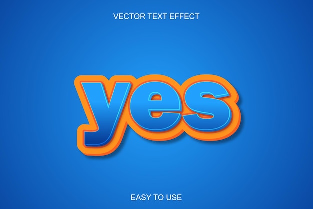oui couleur bleue effet de texte vectoriel 3D entièrement modifiable de haute qualité
