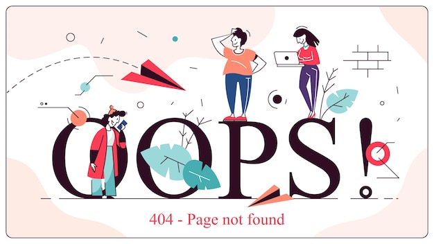 Vecteur oups page d'erreur 404 introuvable illustration de concept