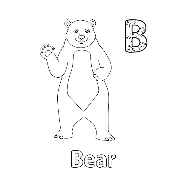 Vecteur ours alphabet abc coloriage b