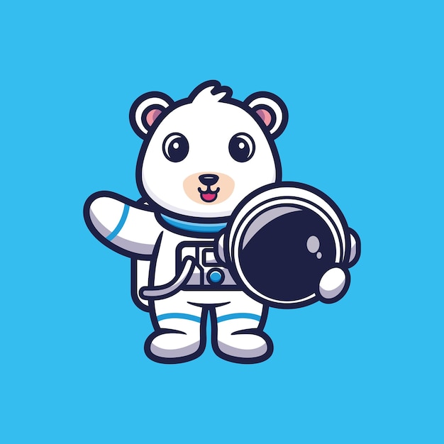 Ours Astronaute Mignon Tenant Illustration Vectorielle De Casque Dessin Animé