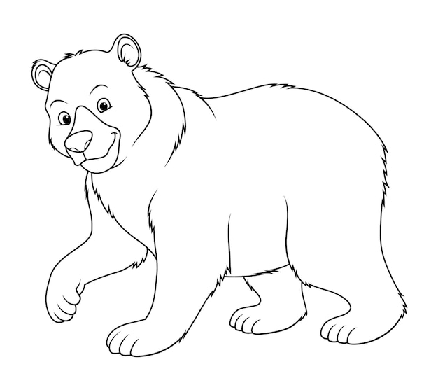 Vecteur ours brun, dessin animé, animal, illustration, bw
