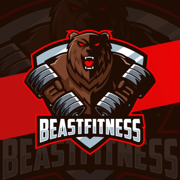 Ours Fitness Musculation Mascotte Esport Création De Logo