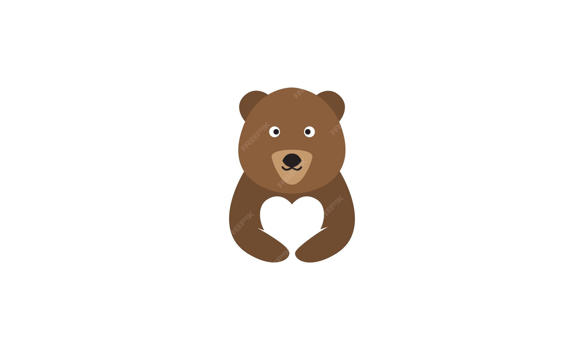 Ours Mignon Calin Amour Logo Symbole Vecteur Icone Illustration Graphisme Vecteur Premium