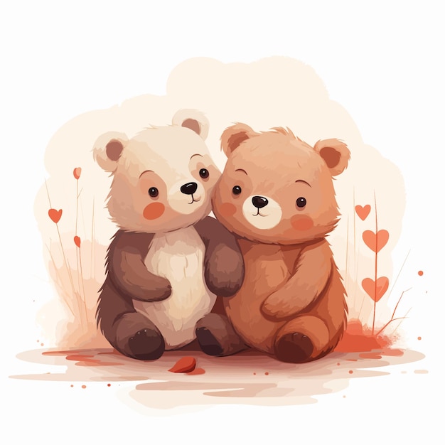 Ours mignon couple étreindre illustration vectorielle