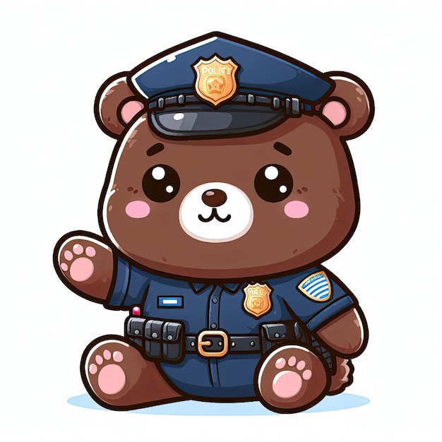 Vecteur un ours mignon en tenue de police.