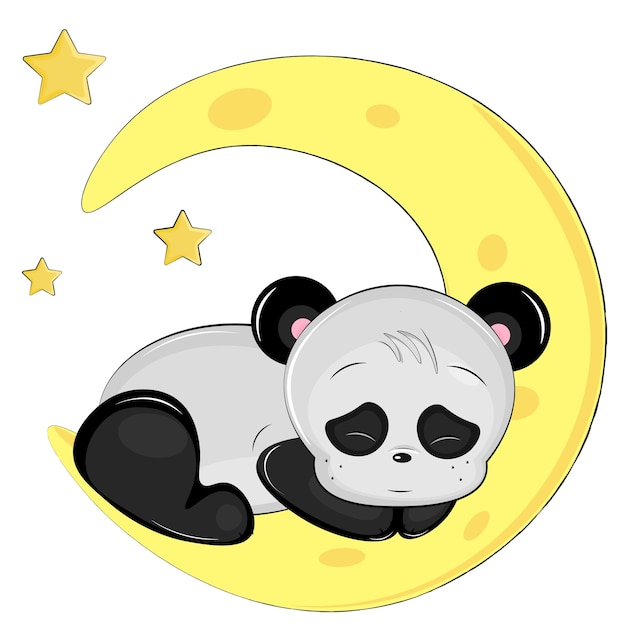 Ours panda dormant sur la lune