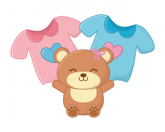 Ours en peluche et vêtements pour bébé