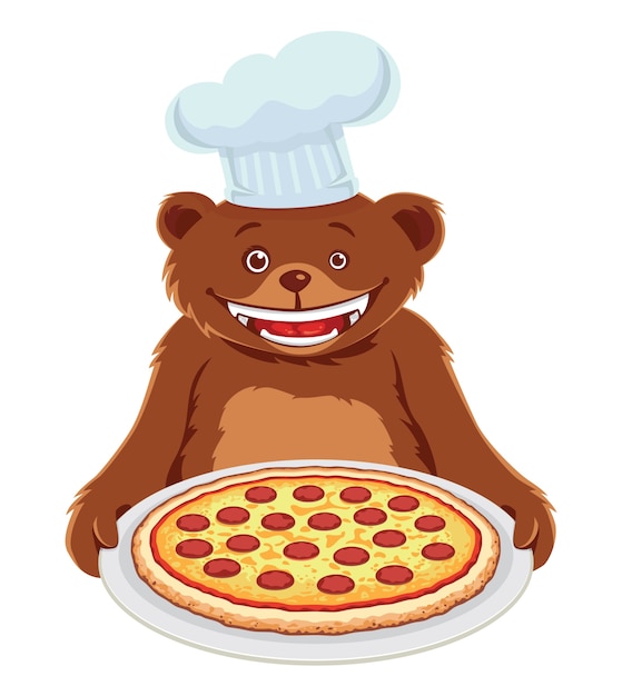 Vecteur ours avec pizza