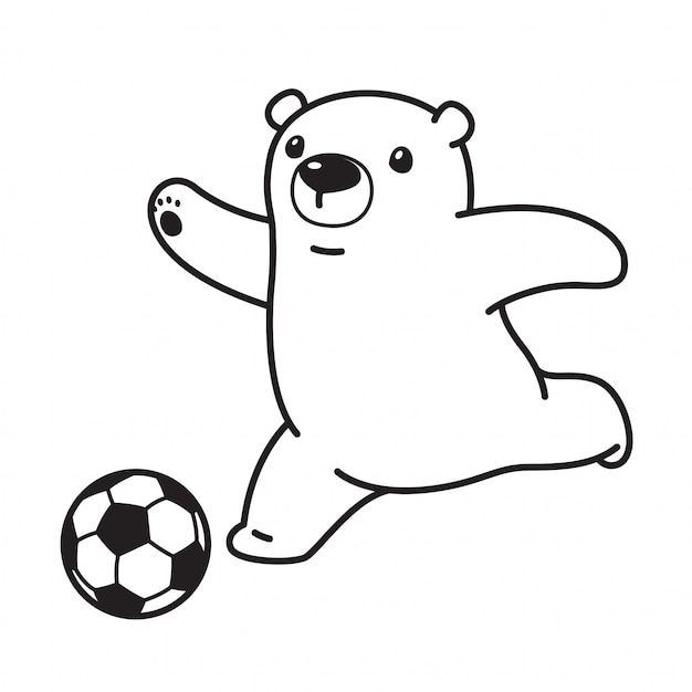 Ours Polaire Dessin Animé Football Football