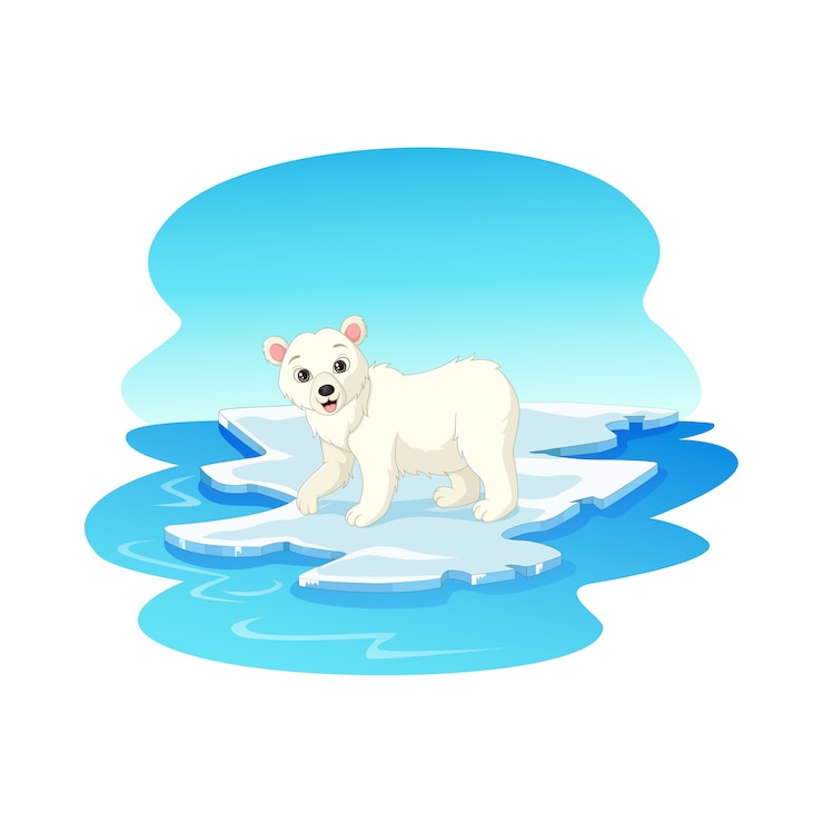 Vecteur ours polaire sur une glace flottante