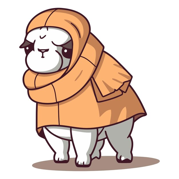 Ours Polaire En Imperméable Orange Illustration Vectorielle De Dessin Animé Mignonne