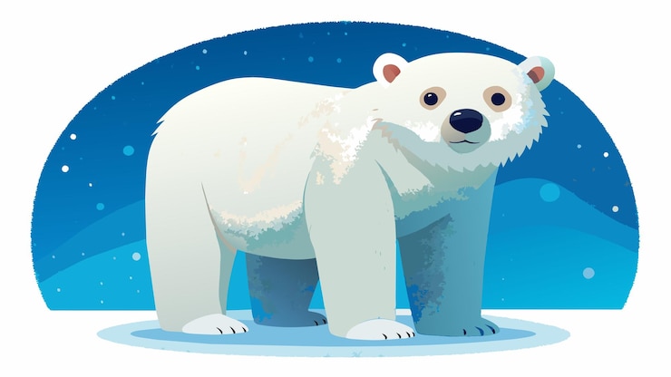 Vecteur un ours polaire se tient sur une surface couverte de neige