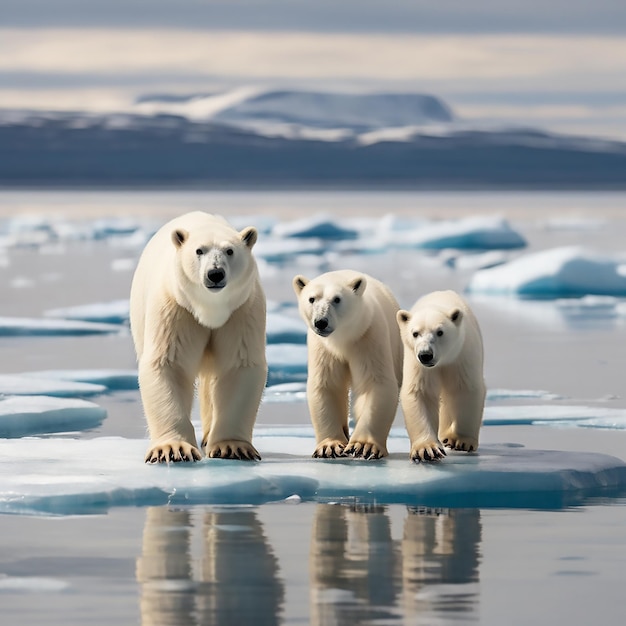 Vecteur les ours polaires jouent au soleil de churchill