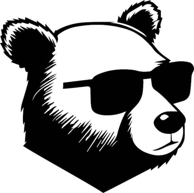 Vecteur ours portant des lunettes logo style design monochrome