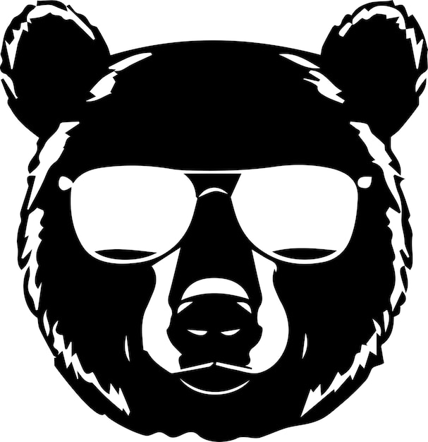 Vecteur ours portant des lunettes logo style design monochrome