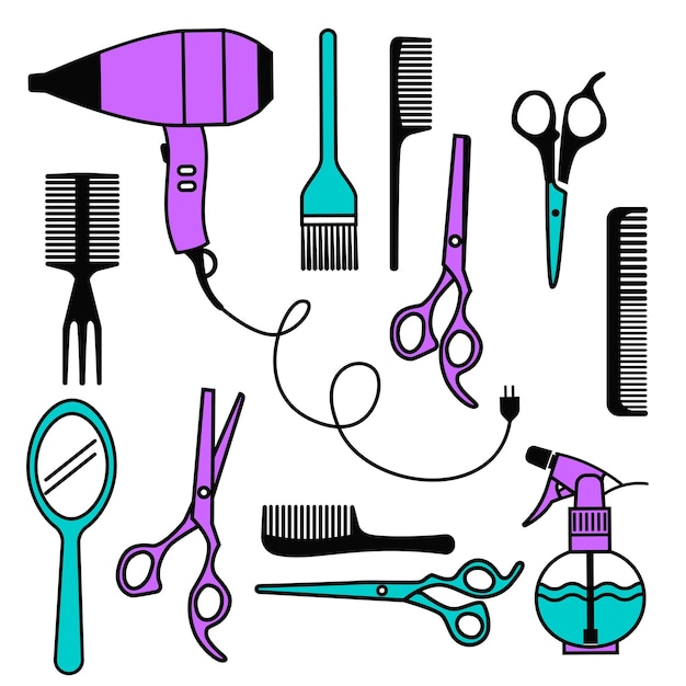 Vecteur outils de barbier