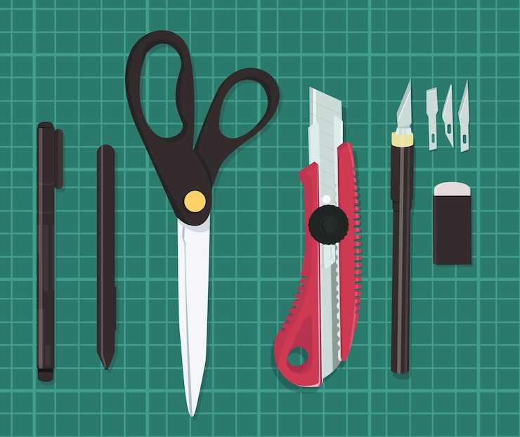 Vecteur outils de coupe indispensables