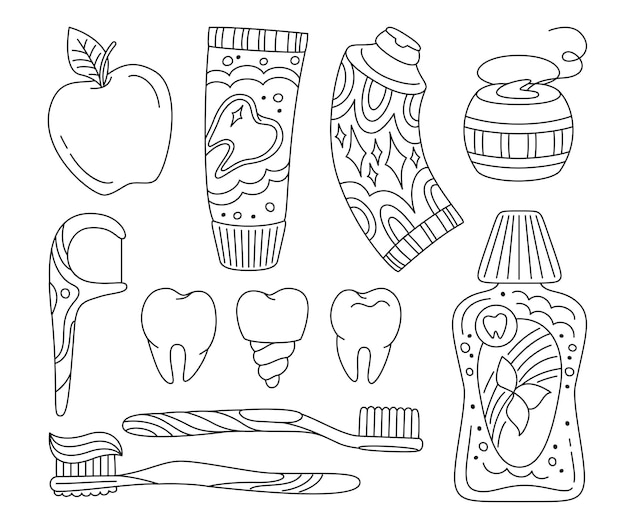 Outils Dentaires Doodle Set Dent Saine Dentisterie Implant Fil Dentaire Nettoyage De La Bouche Soins De Santé Hygiène Bucco-dentaire