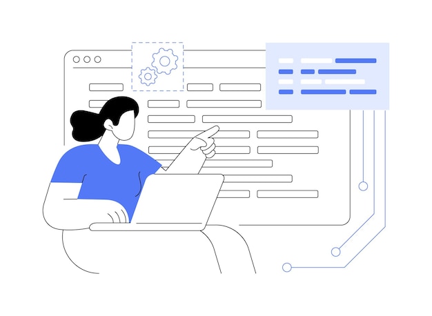 Outils de développement de logiciels isolés illustrations vectorielles de dessins animés développeur informatique professionnel utilisant