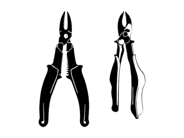 Des Outils à éléments électriques De Conception Vectorielle De Silhouette De Pliers