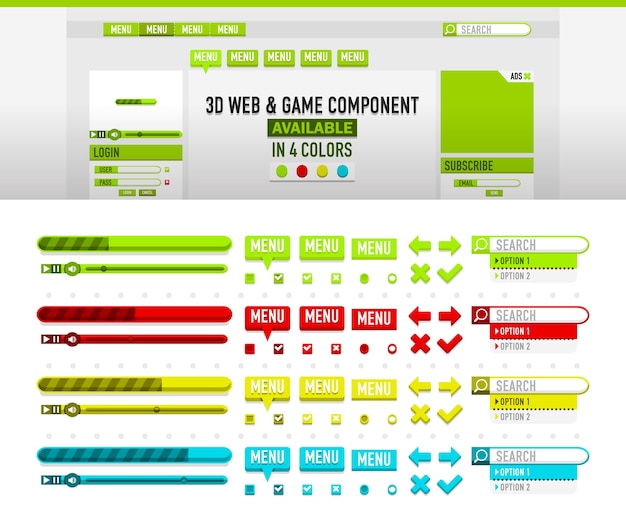 Vecteur outils d'éléments de site web colorfull