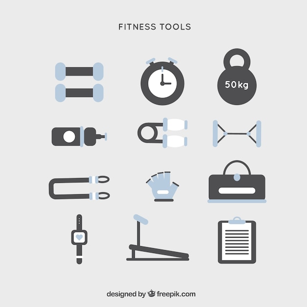 Vecteur outils de gym pack