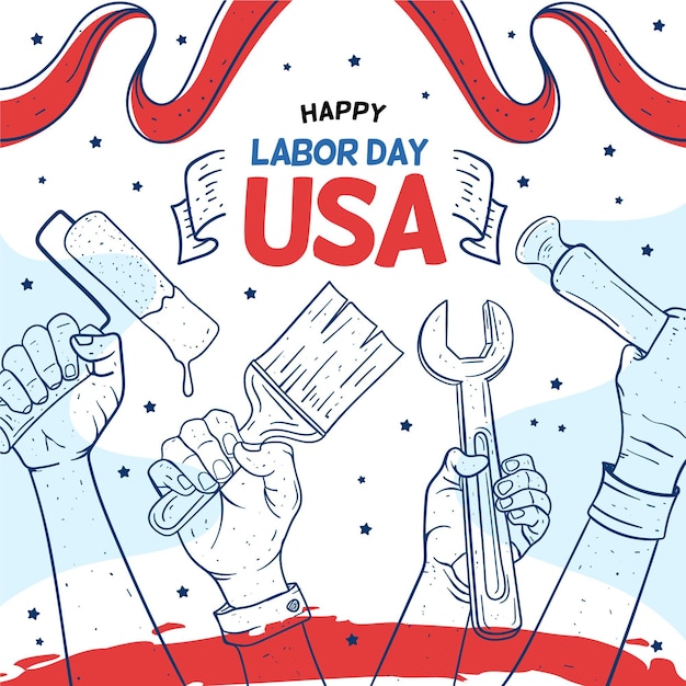 Vecteur outils happy usa labor day