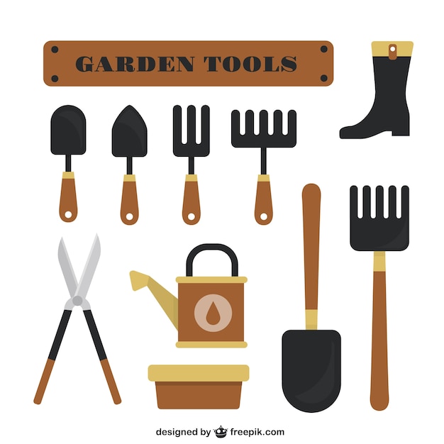 Vecteur outils de jardin plat set design