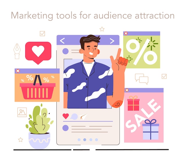 Outils Marketing Pour L'attraction D'audience Gestionnaire De Contenu De Médias Sociaux