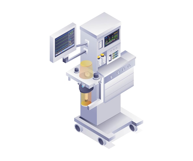 Vecteur outils médicaux anesthésie illustration isométrique plate