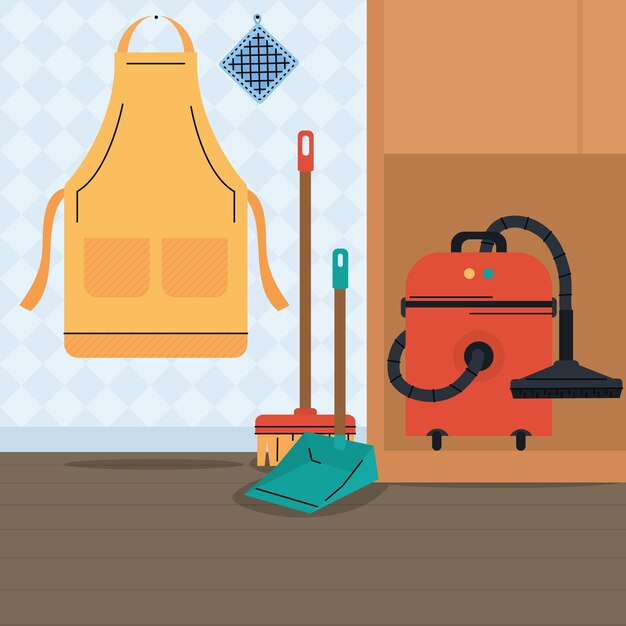 Outils De Nettoyage Dans L'illustration De La Maison