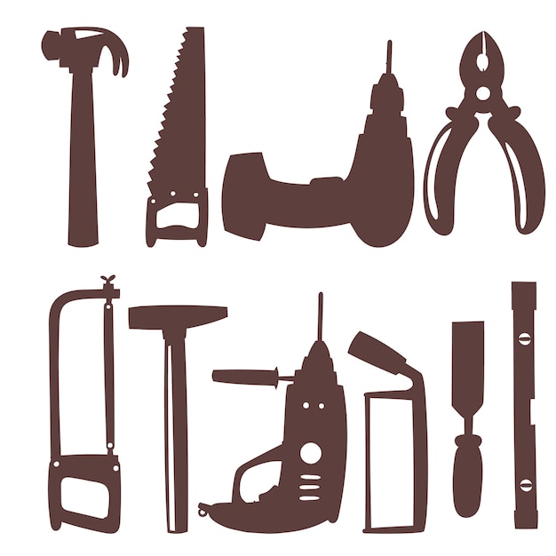 outils de plomberie et silhouette d'outils matériels