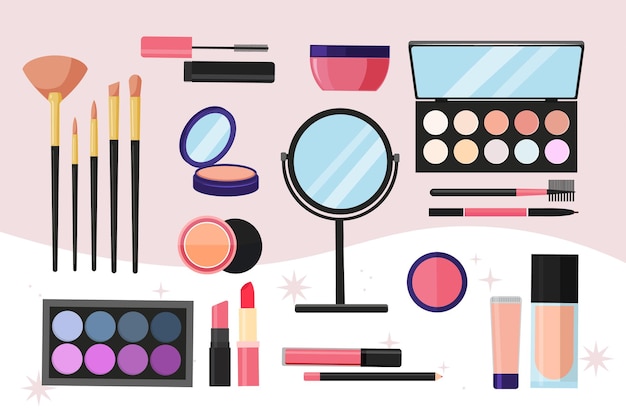 Outils pour le maquillage Un ensemble d'icônes cosmétiques Illustration vectorielle