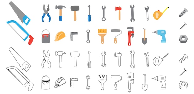 Outils De Réparation D'ingénieur Doodle Icône Colorée De Style De Dessin à La Main