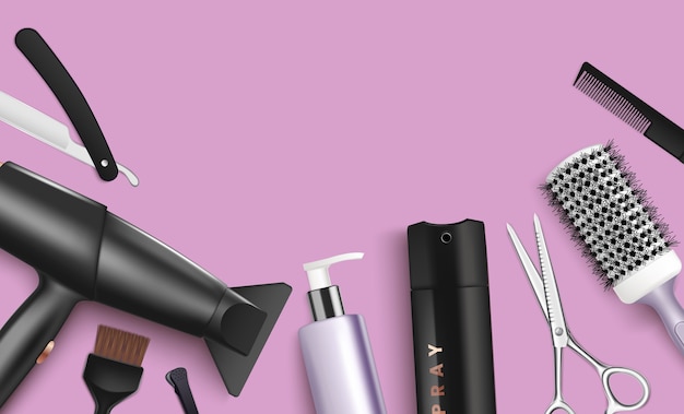 Outils de salon de beauté dans un style réaliste