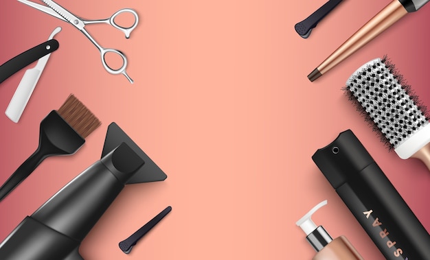 Outils de salon de beauté dans un style réaliste