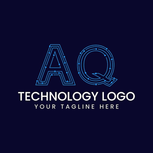 Outline de la technologie Lettres de police avec des points et des lignes