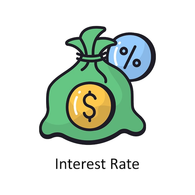 Vecteur outline vectorielle du taux d'intérêt dessin d'illustration de conception symbole sur fond blanc fichier eps 10