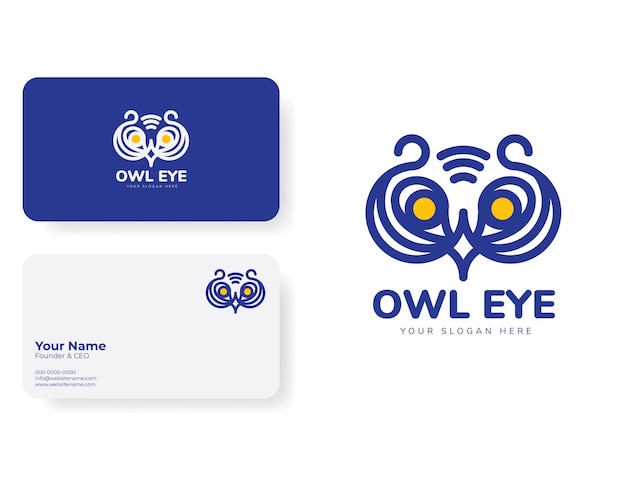 Vecteur owl oeil logo concept avec modèle de carte de visite