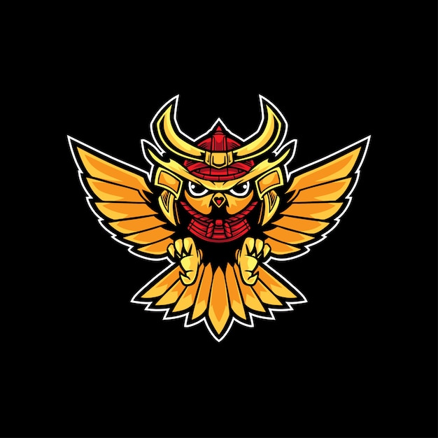 Vecteur owl samurai logo