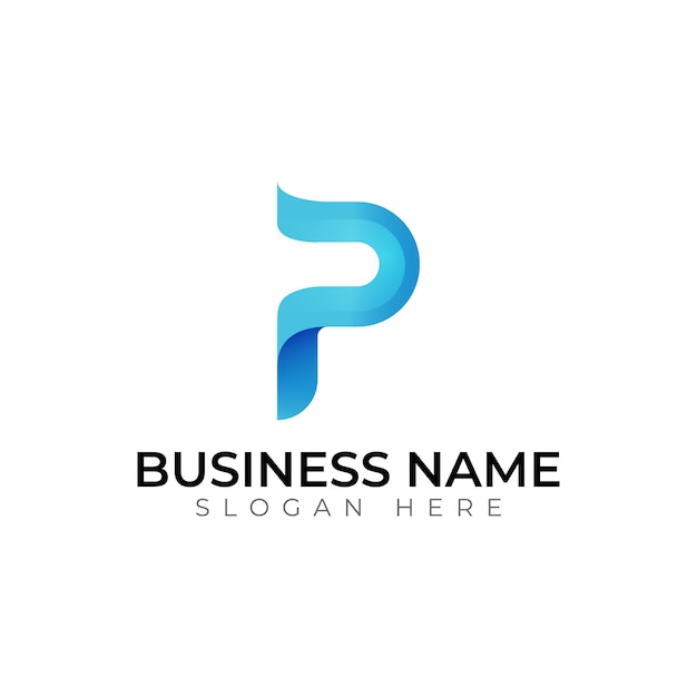 P gradient 3d conception de logo de lettre vectorielle abstraite