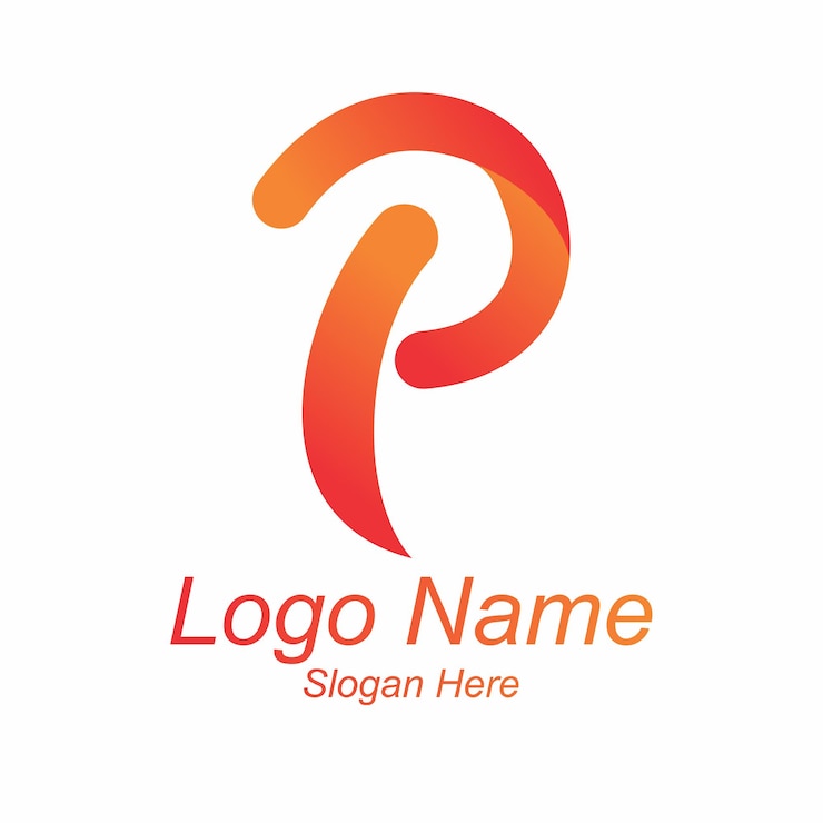 Vecteur p letter logo design dégradés de rouge et d'orange