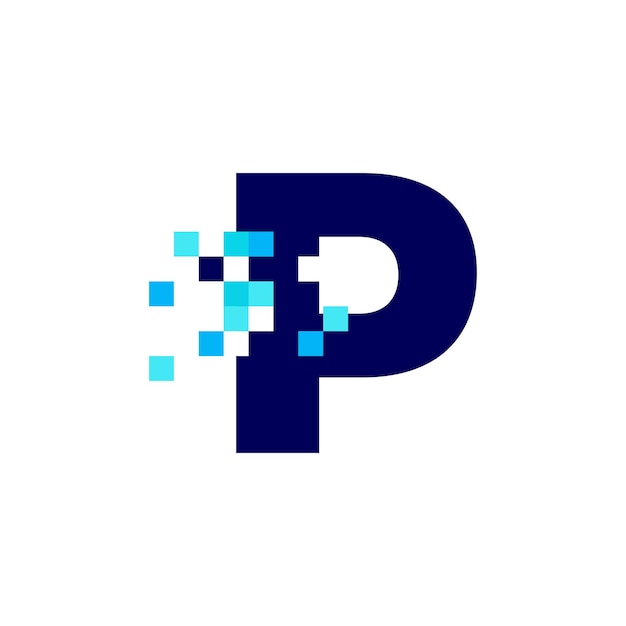 P Lettre Pixel Marque Numérique 8 Bits Logo Icône Vector Illustration