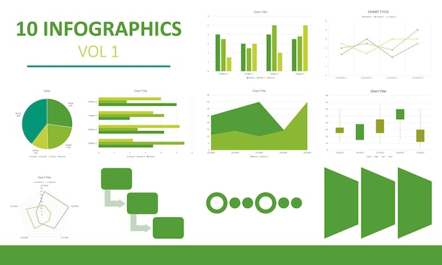 Vecteur pack de 10 éléments d'infographie