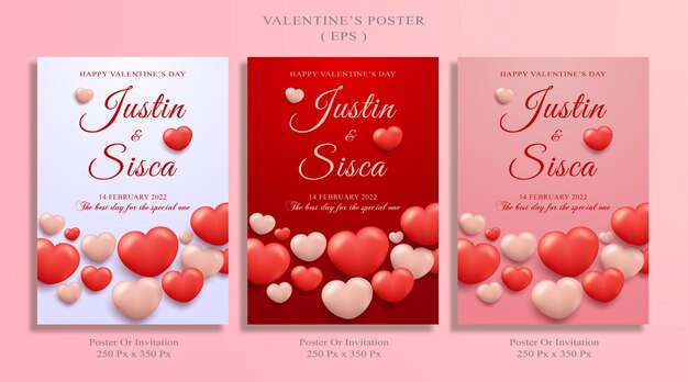 Pack d'affiches de la Saint-Valentin ou invitation de mariage